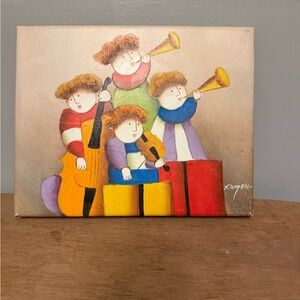 Joyce Roybal contemporary colorful, whimsical musicians canvas oil painting